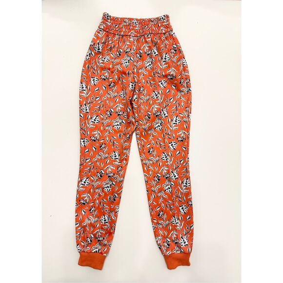 Alice + Olivia Pants - Alice + Olivia Tokyo High-Tech Floral Joggers Free Swinging Sienna Orange XS